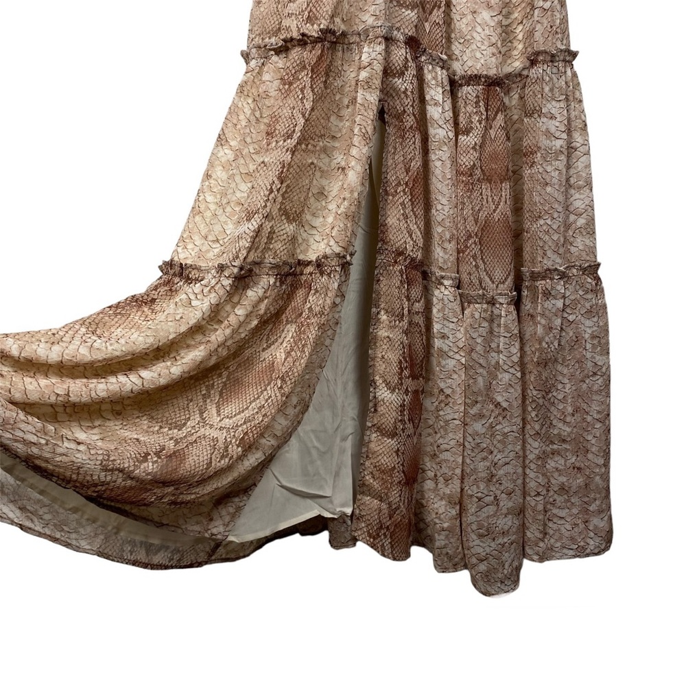 ANTHROPOLOGIE NWT Short Sleeve Tiered Maxi Dress, Snakeskin Print, Size Small - Picture 4 of 16
